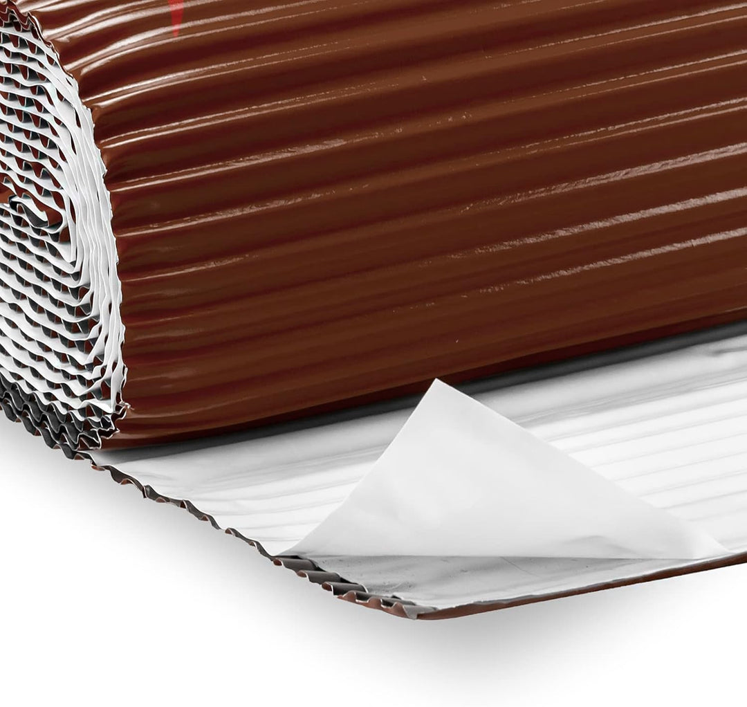 Blei geriffelte Kaminanschlussband – 300mm – 45m – 9 x 5m – Braun RAL 8017 – selbstklebend Rolle – S