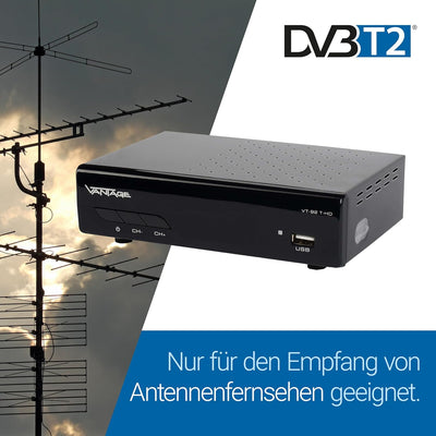 Sky Vision VT-92 DVB-T/T2 Reciever, Empfang Aller freien SD und HD DVB-T2 Sender, Digital, Full-HD 1