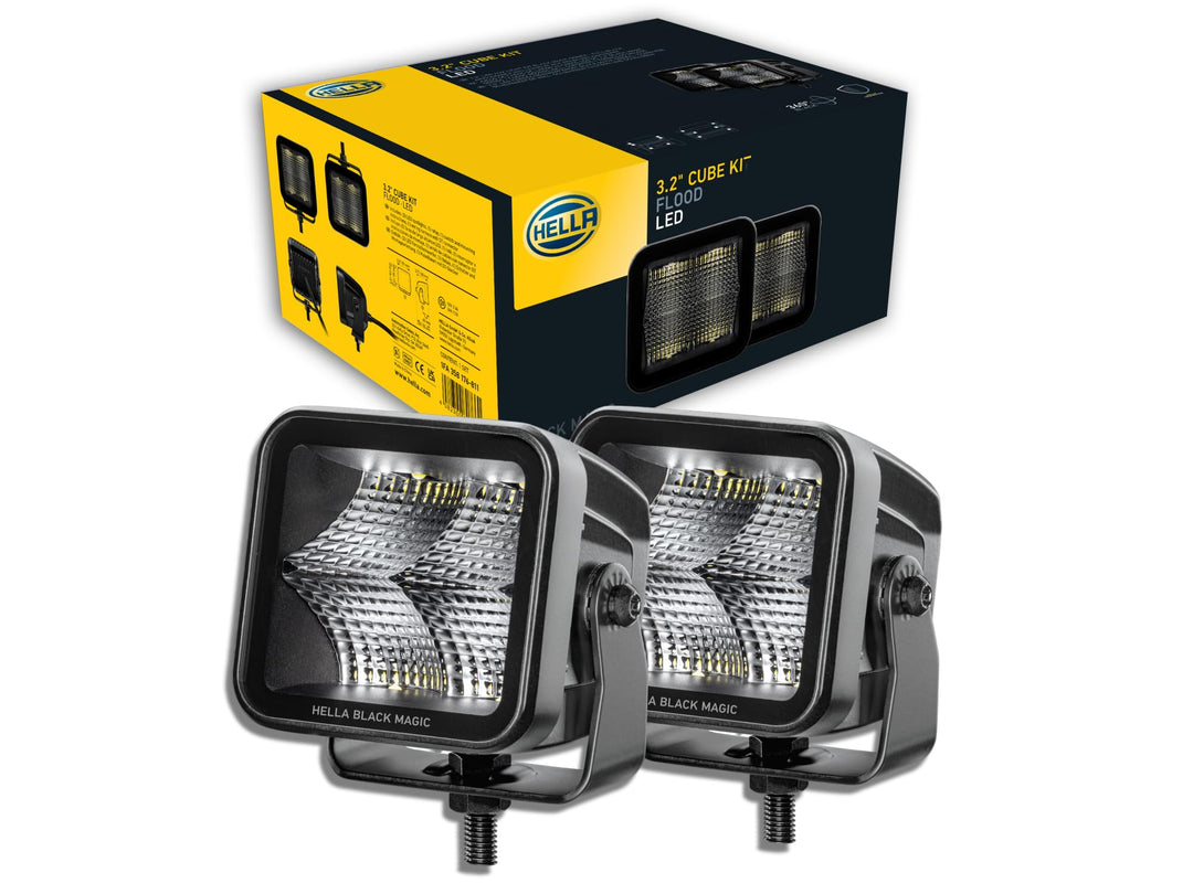 HELLA 1FA 358 176-811 LED-Fernscheinwerfer - Black Magic Cube Kit 3.2" - 12/24V - Anbau - Kabel: 500