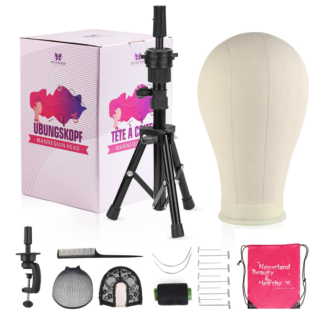 Perückenkopf 22"(56cm),Neverland Beauty Perücke kopf mit Perückenständer,Perücke machen Mannequin Ko