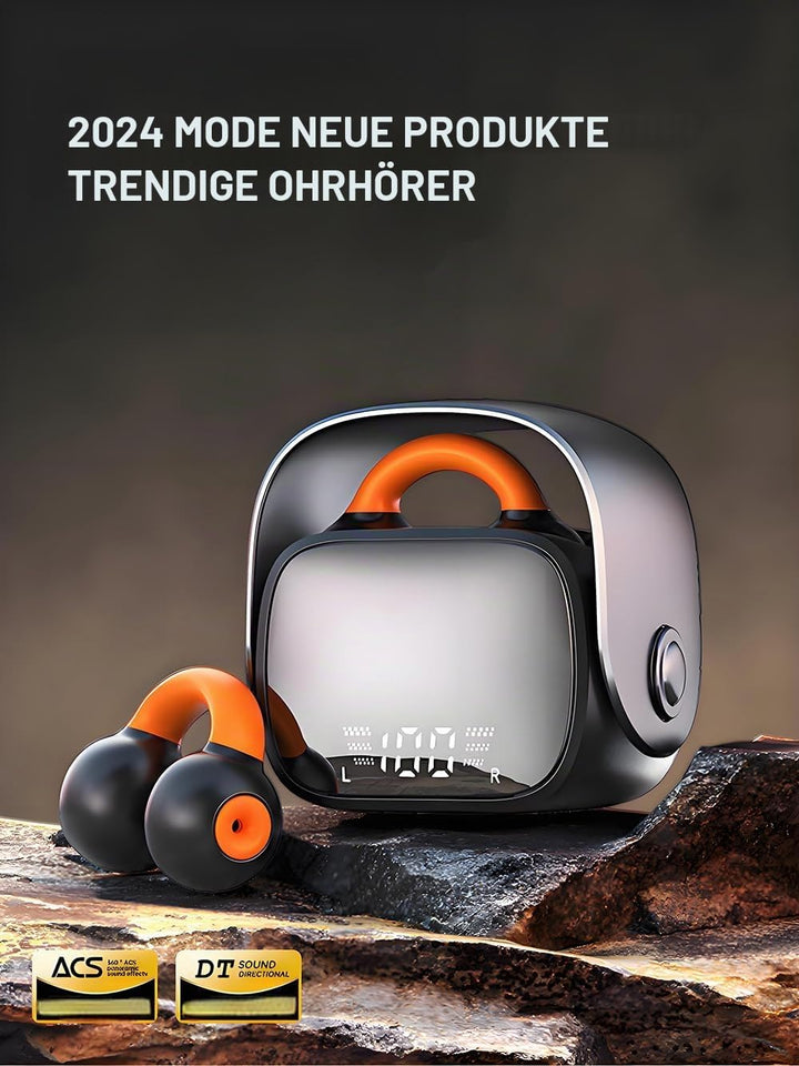 Ohrclip Bluetooth-Kopfhörer Kabellose Offene Ohrhörer mit LED-Anzeige - Schmerzfreie Sport Kopfhörer