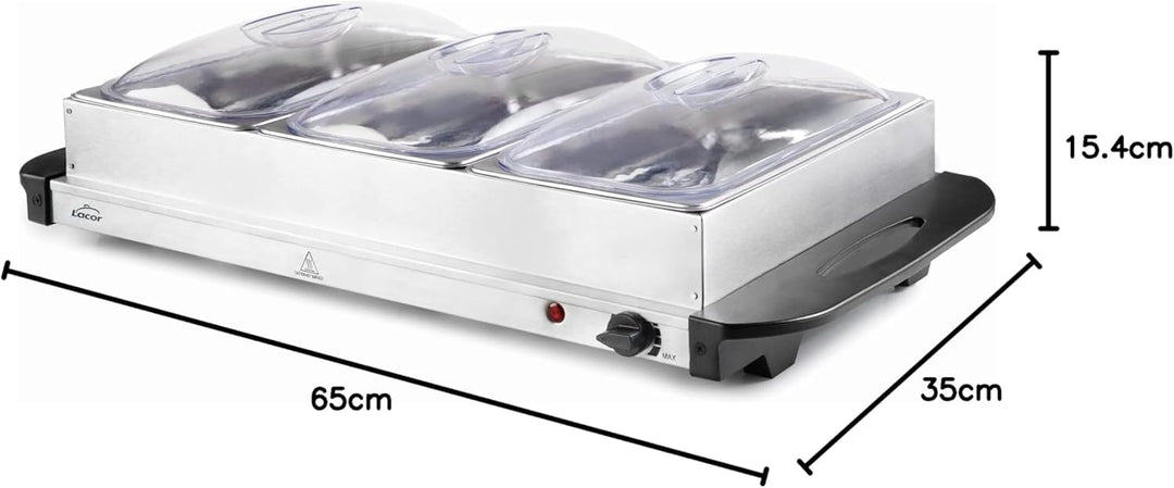 Lacor 69445 Buffet Warmer 3xGN 1/3, rostfreier Edelstahl