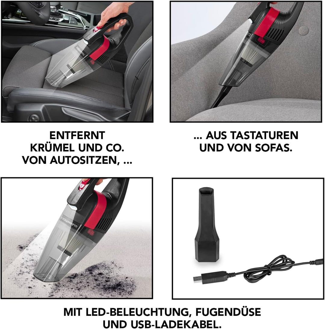 CLEANmaxx Akku-Handstaubsauger | Kabelloser Staubsauger für den Innenraum | Ideal für die Auto-Reini