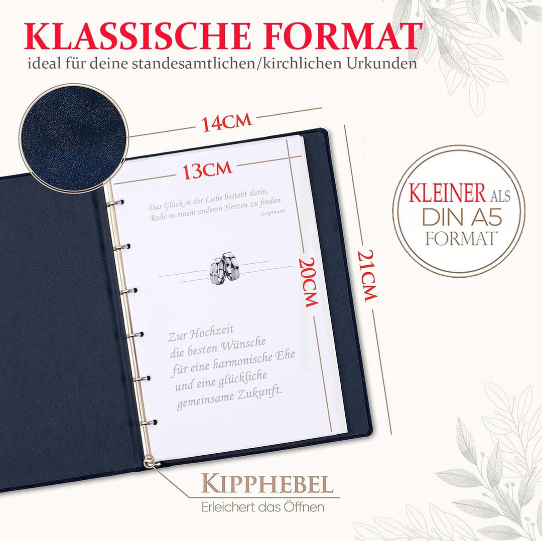 Stammbuchverlag Stammbuch Herz mit Hand, dunkelblau, Velours, Goldprägung, Stammbuchformat