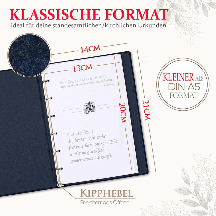 Stammbuchverlag Stammbuch Herz mit Hand, dunkelblau, Velours, Goldprägung, Stammbuchformat