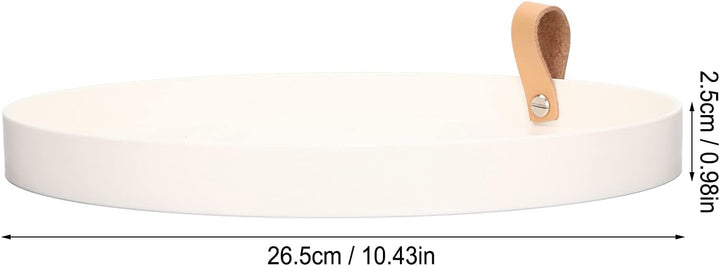 Pssopp Weisses Rundes Serviertablett, Rundes Kosmetiktablett aus ABS, Rund, Schmuckplatte, Dekorativ
