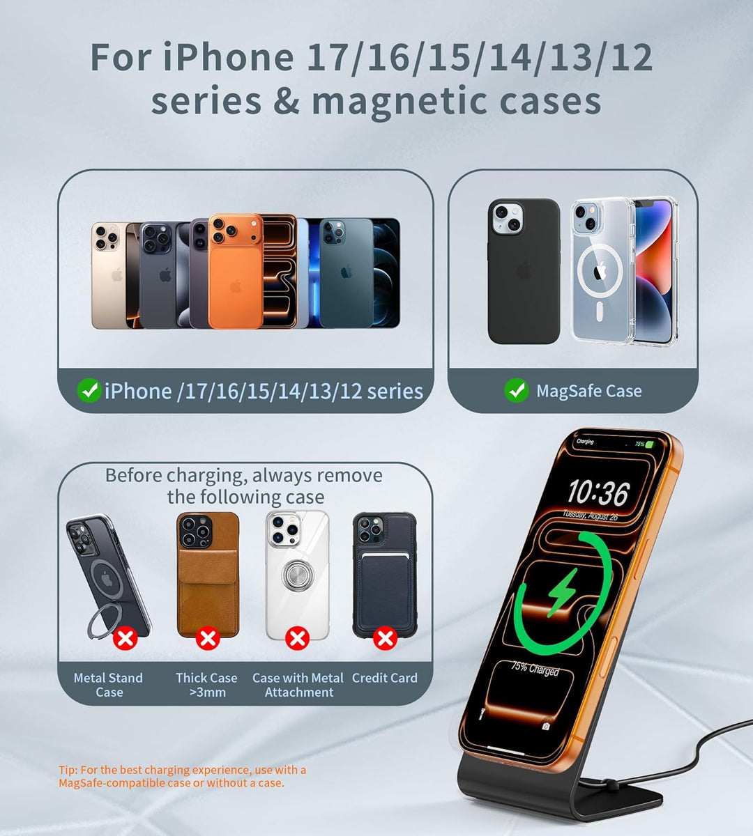 Mag Safe Ladegerät, Wireless Charger induktive ladestation, Magnetisch Induktionsladegerät, Kabellos