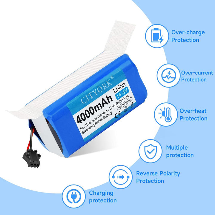 CITYORK Li-ion 2800mAh Akku für Tikom G8000 L9000, für Proscenic 850t, für Yeedi K600 K650 K700, für
