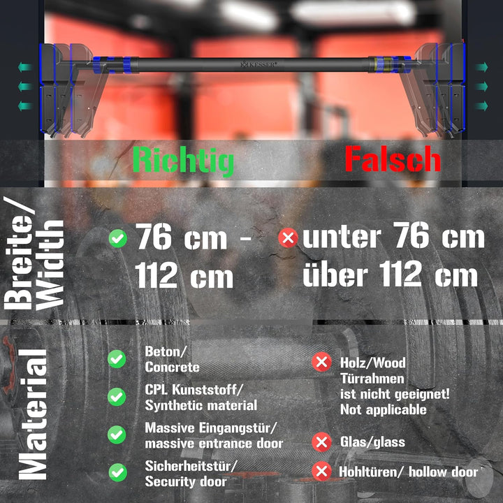 KESSER® Klimmzugstange Türrahmen verstellbar, Pull Up Bar Heimturnhalle, Reckstange ohne Schrauben/B