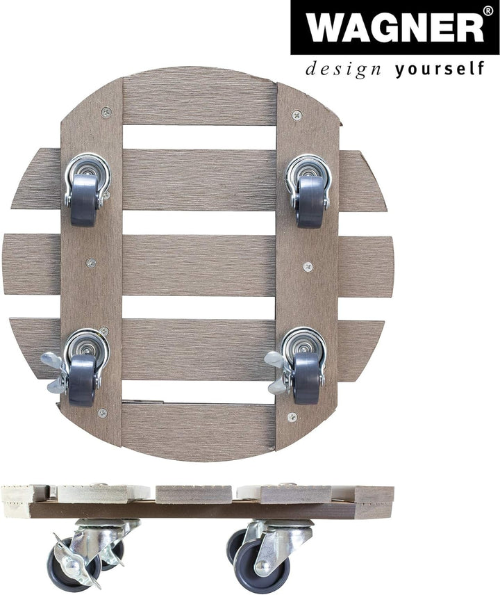 Wagner Pflanzenroller WPC Ø 29 x 7,5 cm I Blumenroller für Aussenbereich + Innenbereich I Kübelrolle