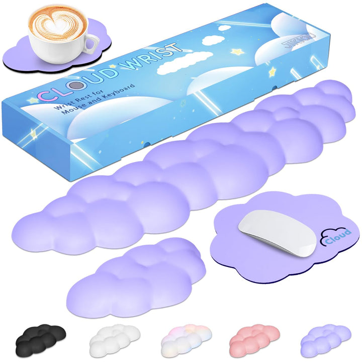 JIKIOU Cloud Handgelenkauflage Tastatur aus Leder mit rutschfester PU-Basis, bequemer Memory-Schaum