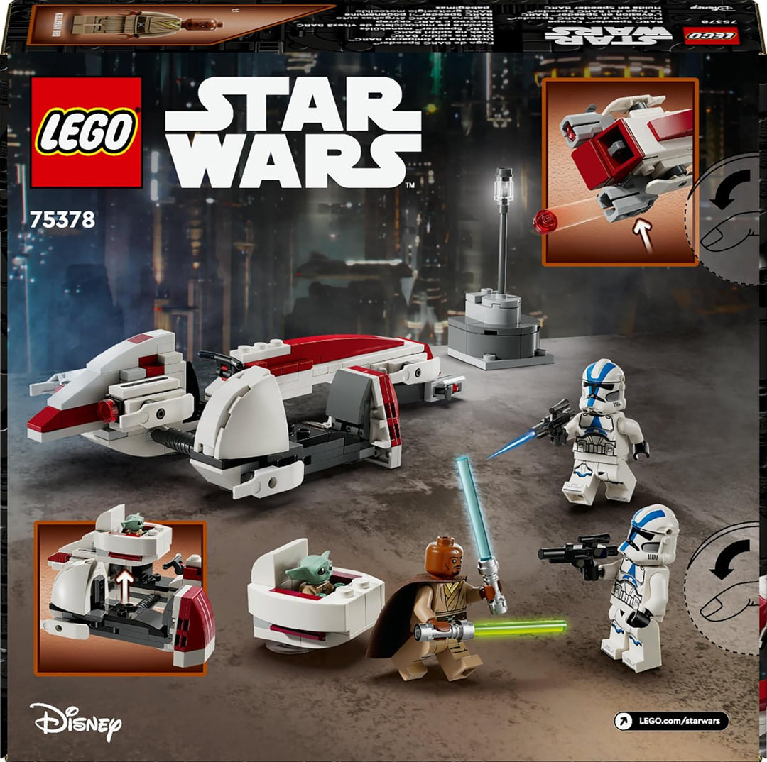 LEGO Star Wars Flucht mit dem BARC Speeder, The Mandalorian Set, Spielzeug-Bike mit Seitenwagen, ent