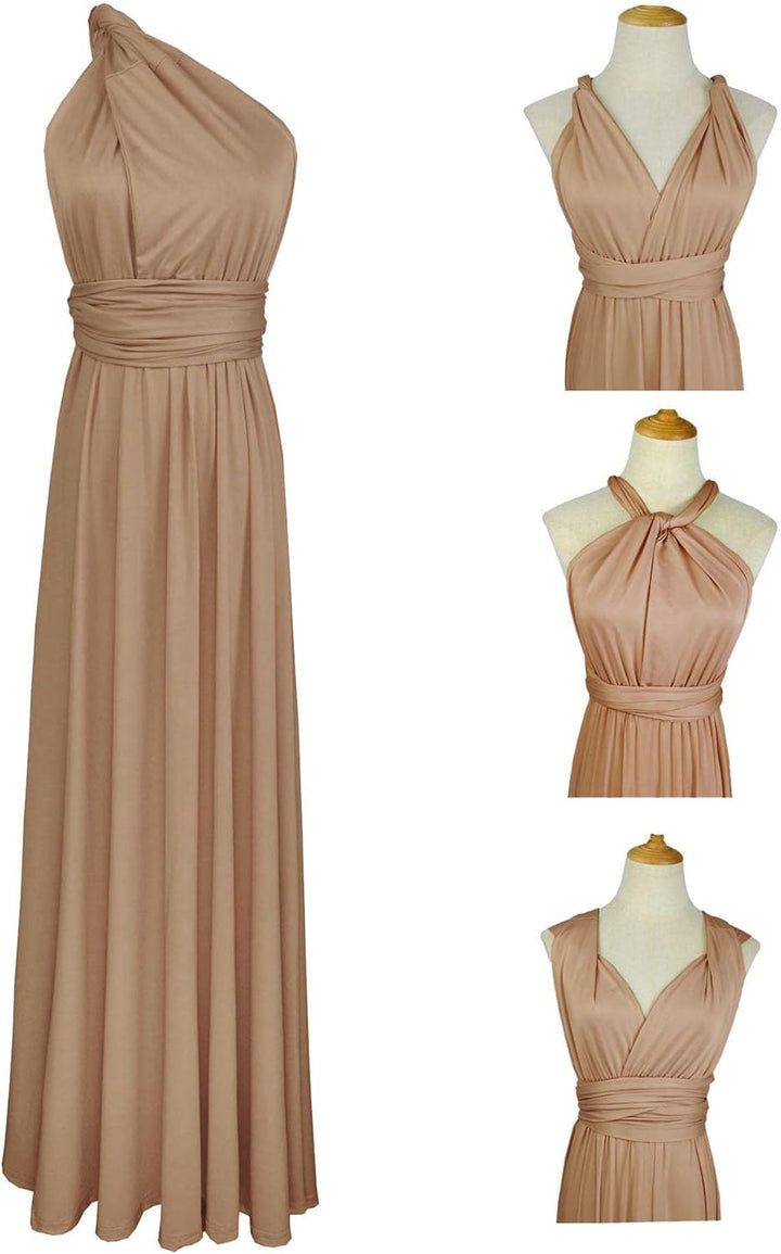 xxxiticat Damen Lange Abend Cocktailkleid Elegantes Brautjungfernkleid Elegante Party Kleid S Braun,