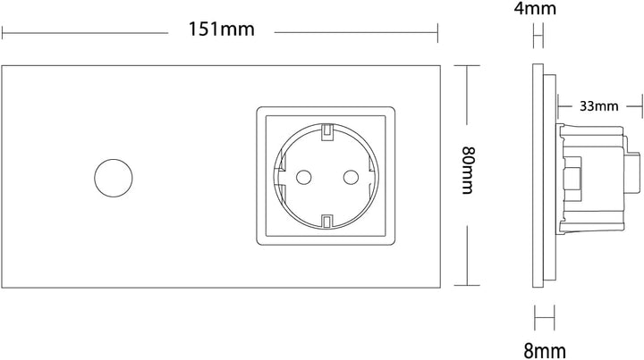 Livolo Funk Lichtschalter LED Kontrollleuchte mit Steckdose UP inkl. Glasblende in Gold