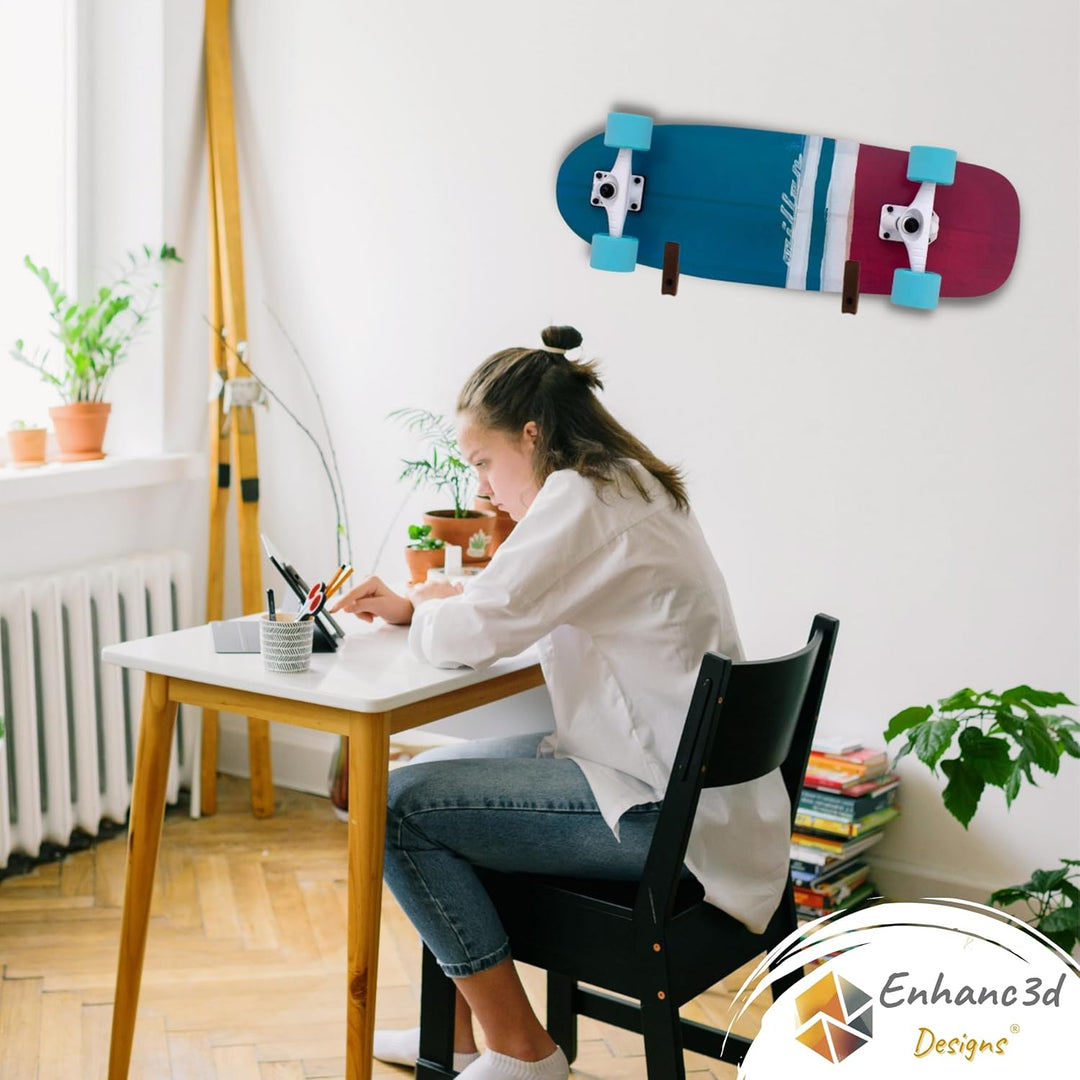 Enhanc3d Designs- Skateboard Halterung Wand – Skate, Surfskate und Longboard Wandhalterung – Moderne