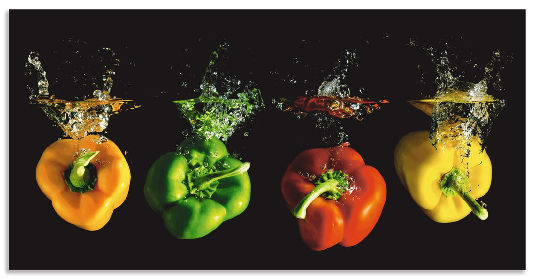 ARTland Spritzschutz Küche aus Alu für Herd Spüle 100x50 cm (BxH) Küchenrückwand mit Motiv Essen Gem