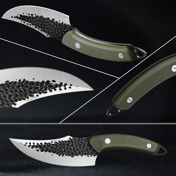 SHAN ZU 15cm Kochmesser Küchenmesser Japanisches Fleischmesser mit Lederscheide Scharf Profi Messer