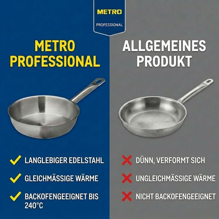 METRO Professional Pfanne unbeschichtet | Ø 20 cm | Edelstahl | Backofengeeignet bis max. 240 °C | a