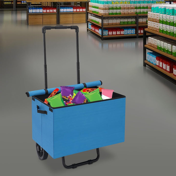 Klappbarer Einkaufswagen 64L Tragkorb 80kg Belastbarkeit faltbar für Einkauf Supermarkt Wochenmarkt