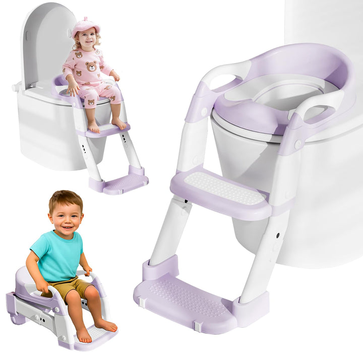 Toilettensitz Kinder, 3 IN 1 Toilettensitz Kinder mit Treppe für Jungen Mädchen, Upgraded 3-in-1 Bab