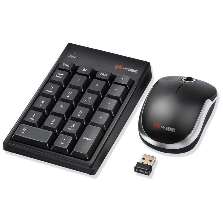MCSaite Ziffernblock und Maus Kombination, 2,4G kabellose Mini USB Ziffernblock und Maus Kombination
