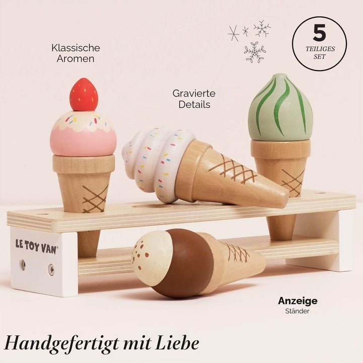 Le Toy Van - Educational Wooden Toy Honeybake Ice Creams Pretend Play Kids Playset, 6 Pieces - Great