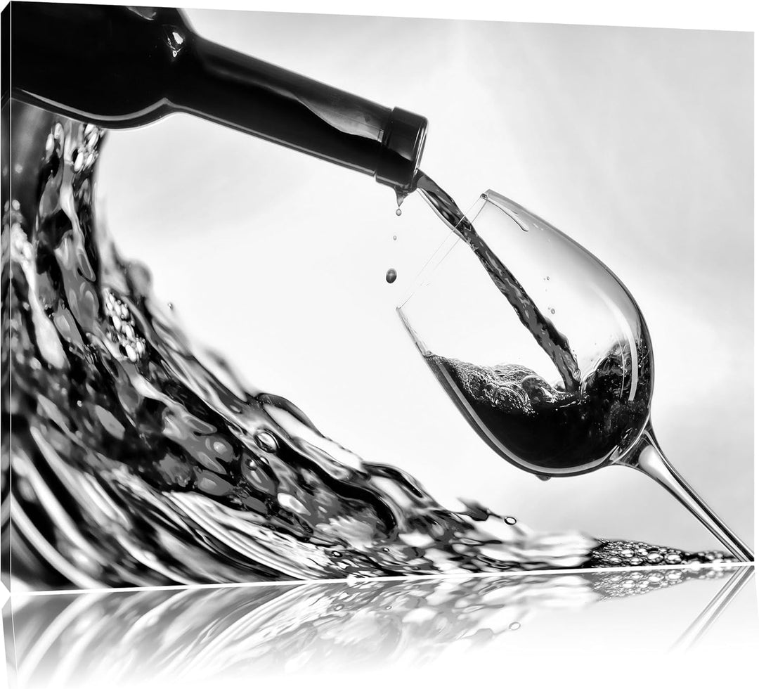 Monocrome, Wein, Format: 100x70 auf Leinwand, XXL riesige Bilder fertig gerahmt mit Keilrahmen, Kuns