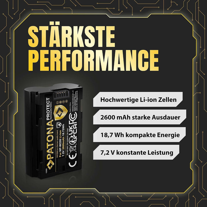 PATONA Protect V1 Akku NP-W235 (2400 mAh) mit NTC-Sensor und V1 Gehäuse - kompatibel mit Fuji Fujifi