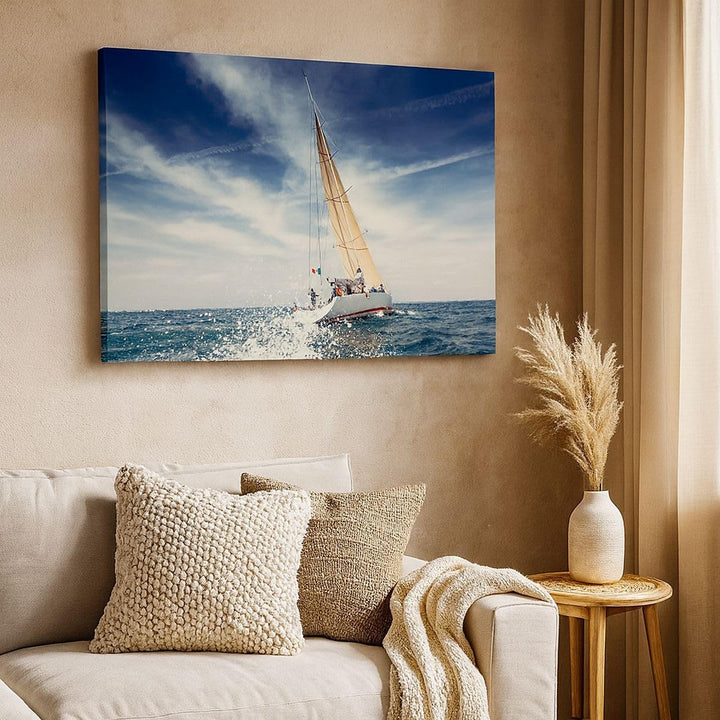 Bilder auf Leinwand 100x70cm Leinwandbild mit Rahmen Segeln Yacht Reise Gross Wanddeko Bild Schlafzi
