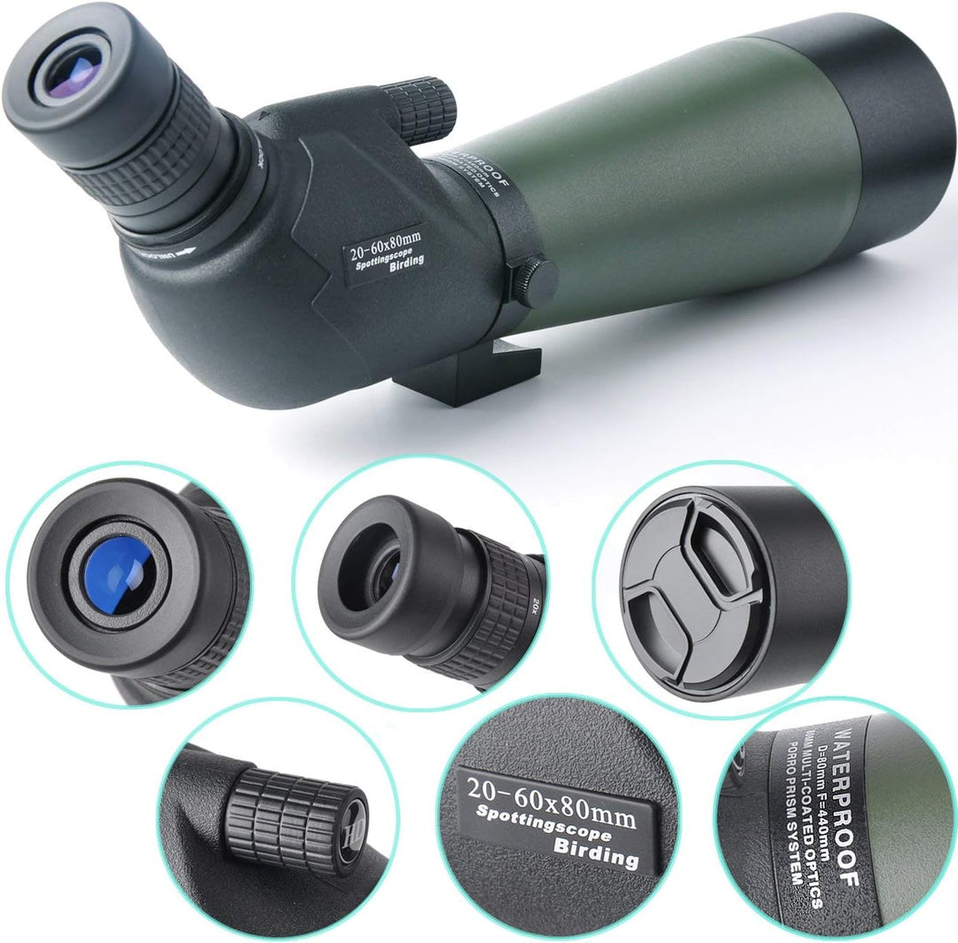 Gosky 20-60 x 80 Porroprisma Spektiv - Wasserdichtes Spektiv für Vogelbeobachtung, Zielschiessen, Bo
