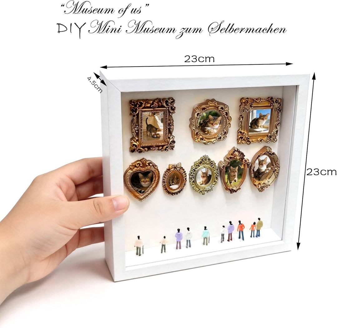 Museum of us, Mini Museum zum Selbermachen enthalten 3D Weiss Bilderrahmen Tiefer Rahmen, goldfarben