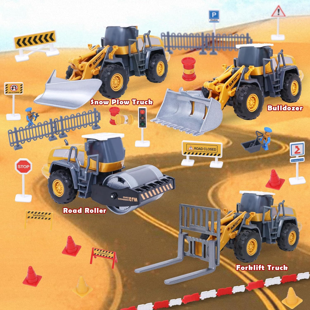 Tacobear Baufahrzeuge Kinder gross LKW Fahrzeug Spielzeug mit Kran Spielzeug Bulldozer Dampfwalze Ga