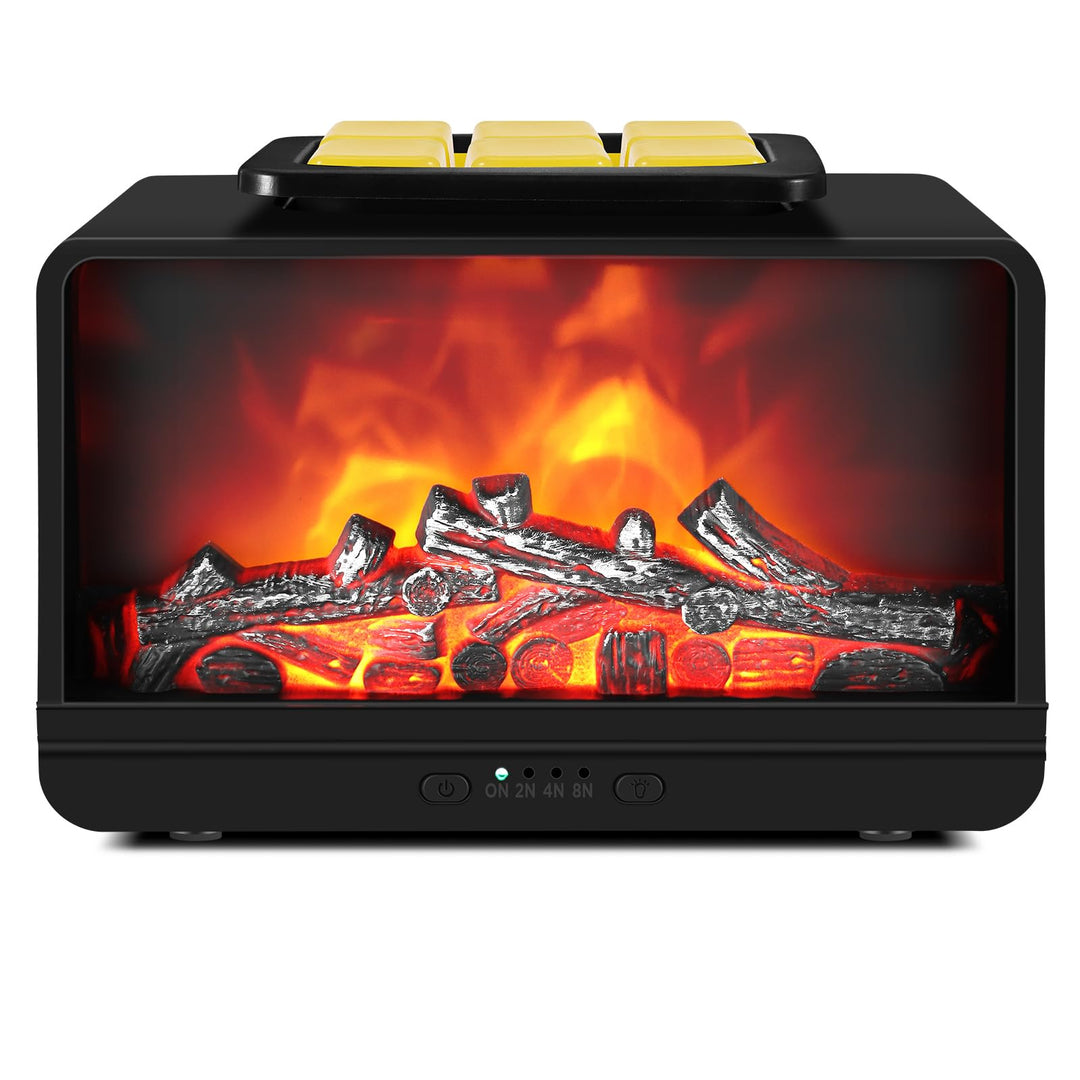 Wowlela Duftlampe Elektrisch, Dynamische Flamme Kamin Elektrische Duftlampe für Wachs mit 4 Timer &