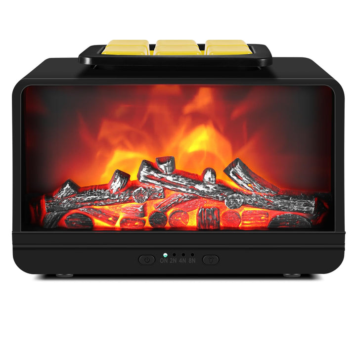 Wowlela Duftlampe Elektrisch, Dynamische Flamme Kamin Elektrische Duftlampe für Wachs mit 4 Timer &