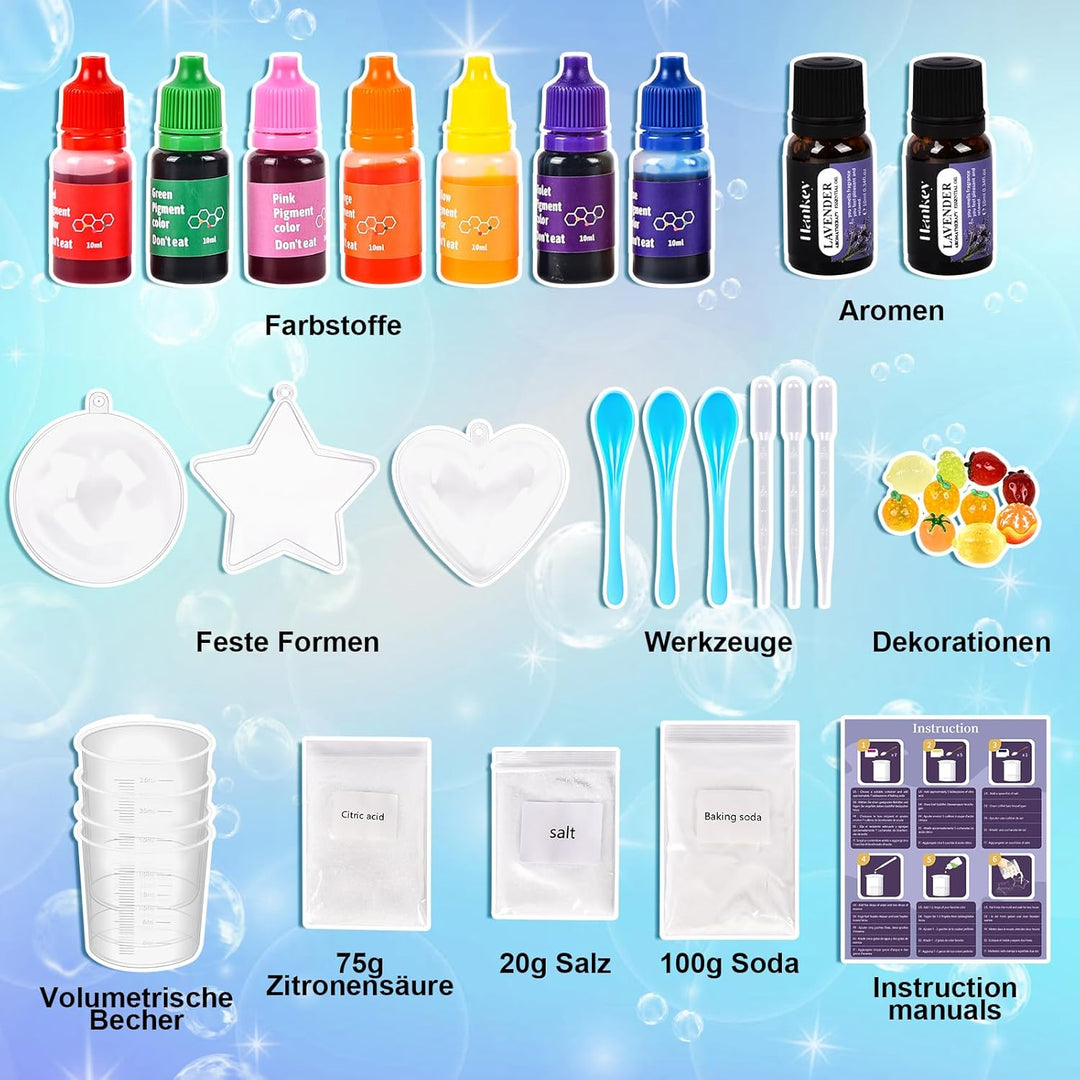 Charmofun Badebomben Kinder, DIY Badebomben Geschenk Set, Badekugeln Kinder mit Überraschung, Handge