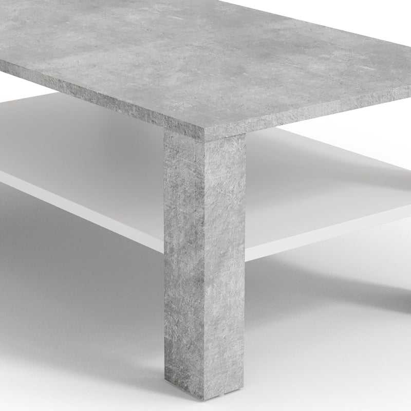 Vicco Couchtisch, Beton/Weiss, 100 x 42 cm, Beton