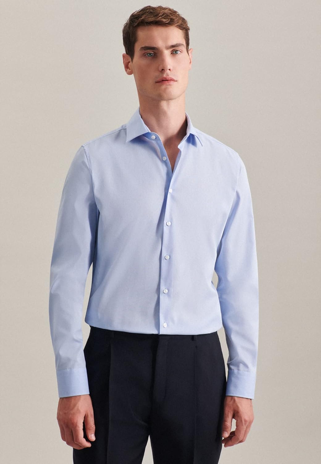 Seidensticker Herren Slim Bügelfrei Business Kent Extra Langer Arm Shirt 36 Hellblau, 36 Hellblau