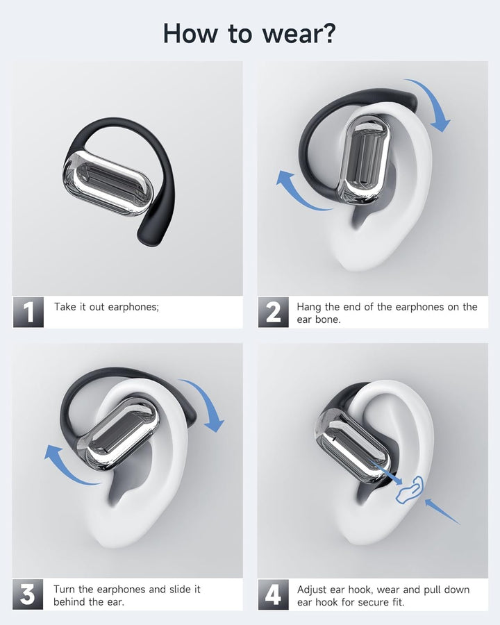 Next Destination Kabellose Bluetooth 5.4 Sport-Kopfhörer mit Haken Q16S | Kopfhörer | IPX7 wasserdic