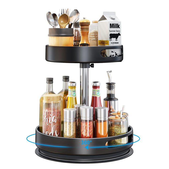 Lazy Susan Organizer, 2/3 Etagen 360° Drehbares Gewürzregal, Kohlenstoffstahl Drehteller Gewürzhalte