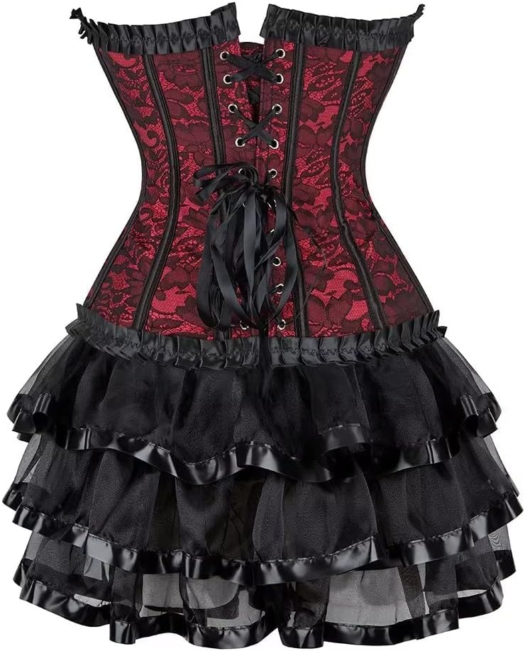 Jutrisujo Korsett Kleider Rock Damen Corsage Bustier Corset Dress Korsagenkleid Reissverschluss Goth