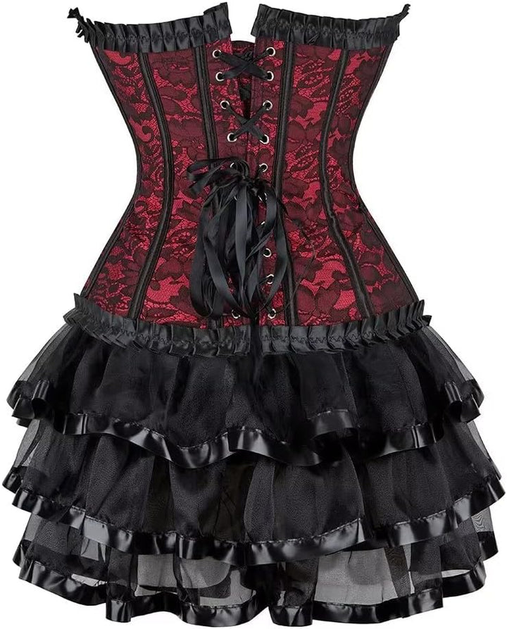 Jutrisujo Korsett Kleider Rock Damen Corsage Bustier Corset Dress Korsagenkleid Reissverschluss Goth