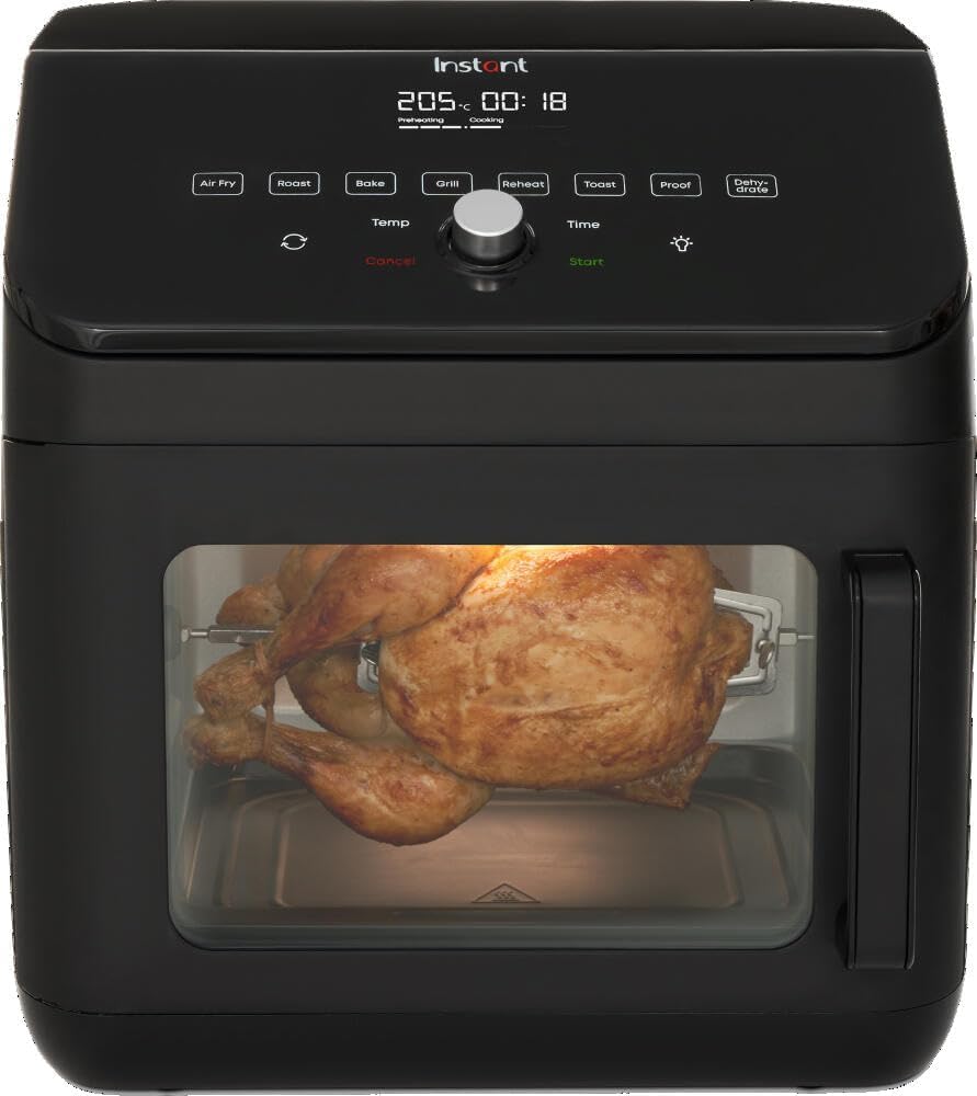 Instant Heissluftfritteuse Ofen 13L mit XXL Fassungsvermögen, 9 Programmen und Drehspiess - Frittier