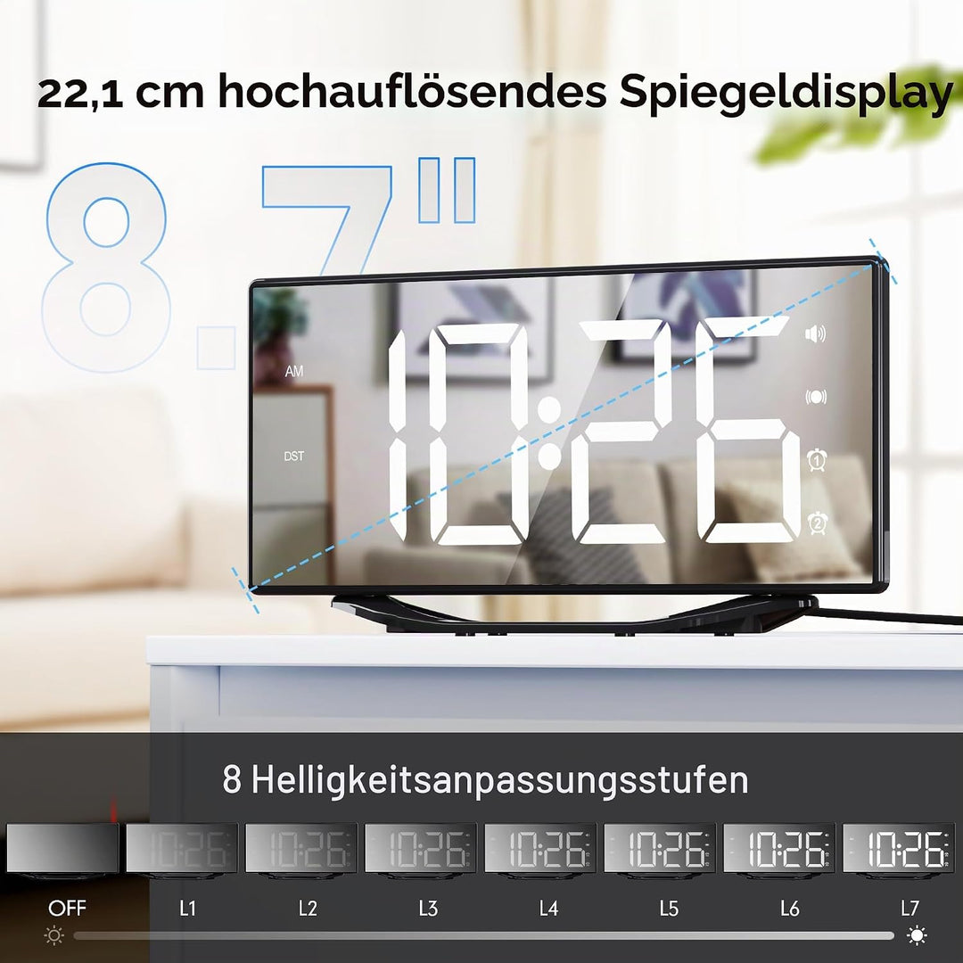 Wecker Laut für Tiefschläfer mit Bettshaker, Doppel Vibrationswecker, 8.7&