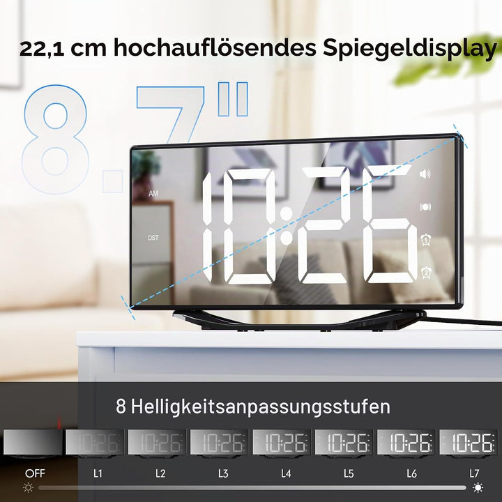 Wecker Laut für Tiefschläfer mit Bettshaker, Doppel Vibrationswecker, 8.7&