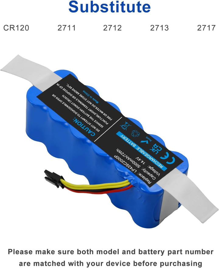 14,4V 5000mAh NI-MH Ersatzakku LP43SC2000P für Ecovacs Deebot CR120, CR120S, X500, X580, KK8, für Ar