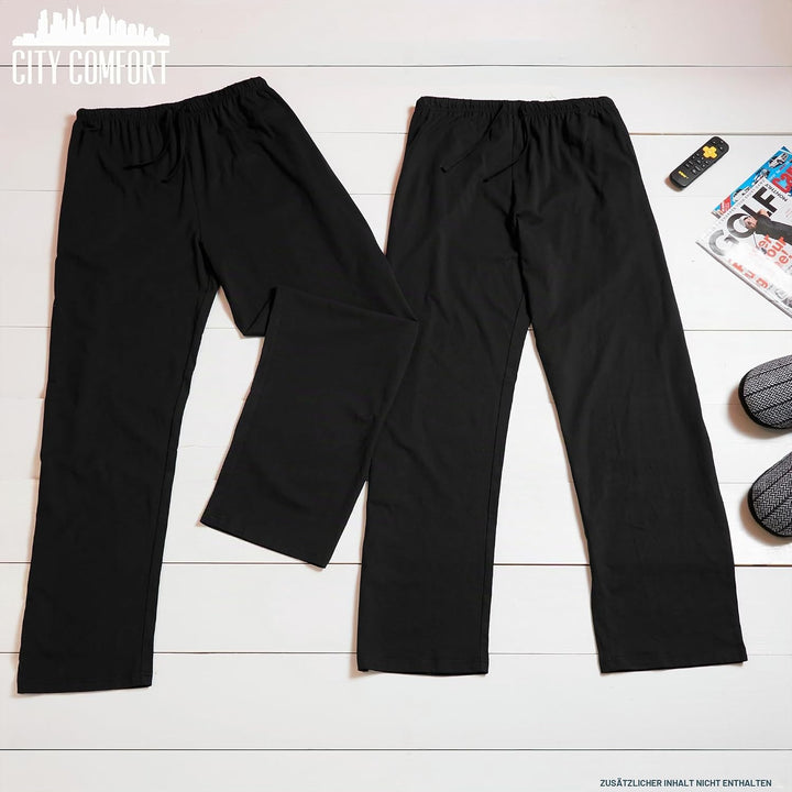 CityComfort Herren Schlafanzughose Lang mit Seitentaschen &amp; elastischem Bund, 2er Pack XXL Bund mit