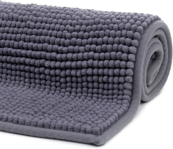 Gözze - Anti-Rutsch-Badematte, Superweich, 100% Mikrofaser, 60 x 100 cm - Grau Grau 60 x 100 cm, Gra