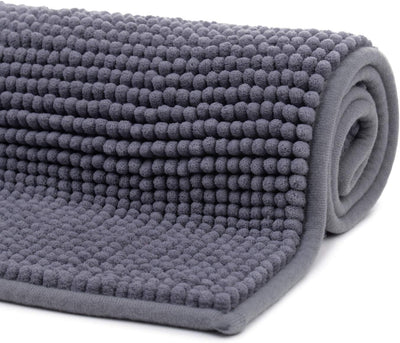 Gözze - Anti-Rutsch-Badematte, Superweich, 100% Mikrofaser, 60 x 100 cm - Grau Grau 60 x 100 cm, Gra