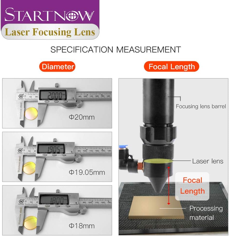 Startnow USA ZnSe CVD Laser Focus Lenses 20mm 19 18 15 12 F50.8 101.6 2" 2.5" 3" for Cut Engraving C