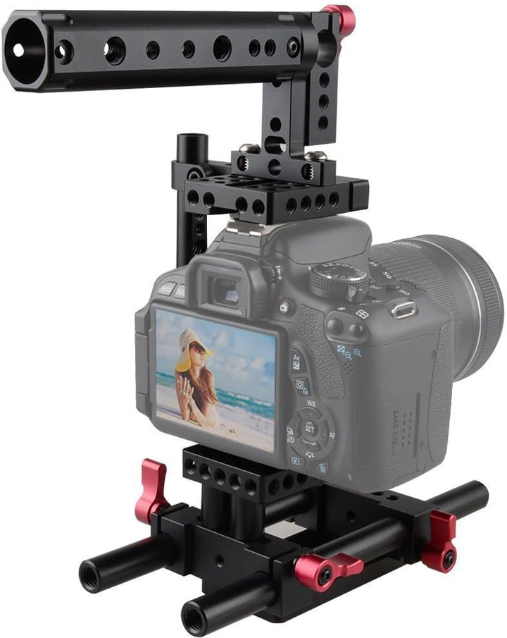 CAMVATE Kamera Käfig Rig Top Griff Stativanschluss Platte Kompatibel für Nikon Sony(rot)